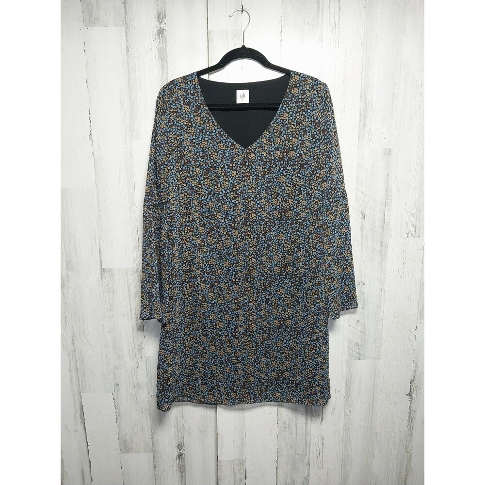 Cabi Poise Floral Dress Womens Medium Sheer Bell Sleeves Lined